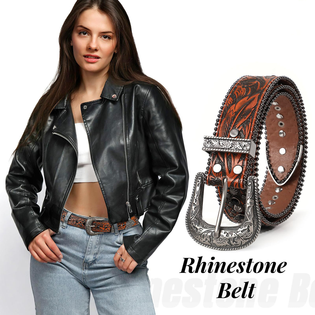 Western Rhinestone Belt for Women & Men