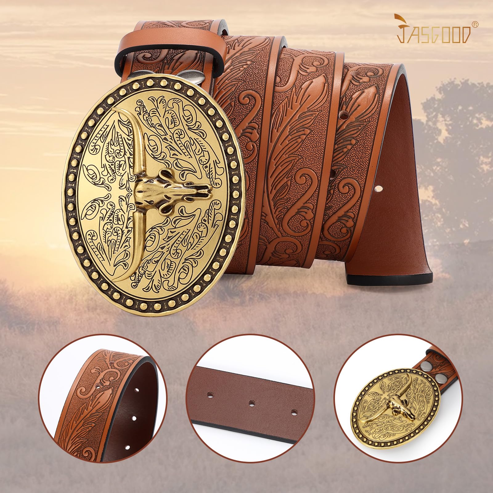 Cowgirl Cowboy Genuine Leather Belt 1.5" - JASGOOD OFFICIAL
