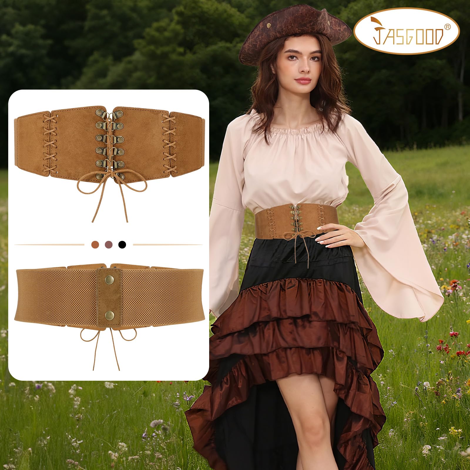 Elastic Lace-up Waspie Corset for Halloween Costume