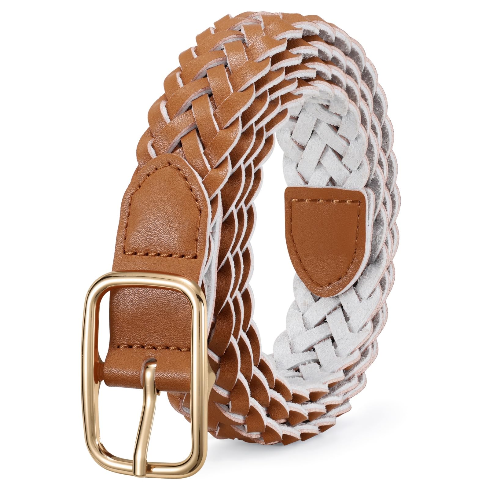 No-Hole Braided Leather Belts Plus Size