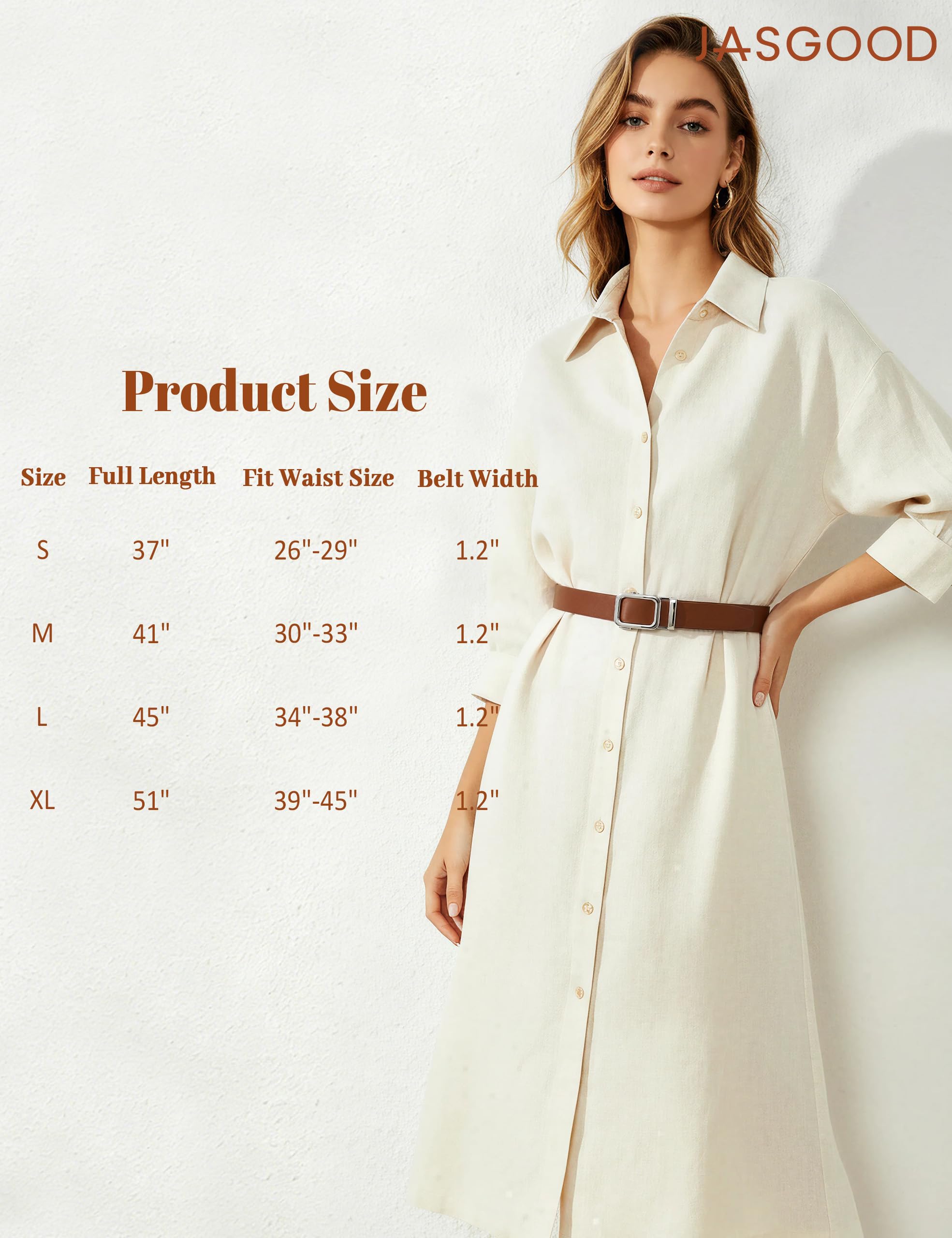 No Holes Ratchet Leather Belt for Women - JASGOOD OFFICIAL