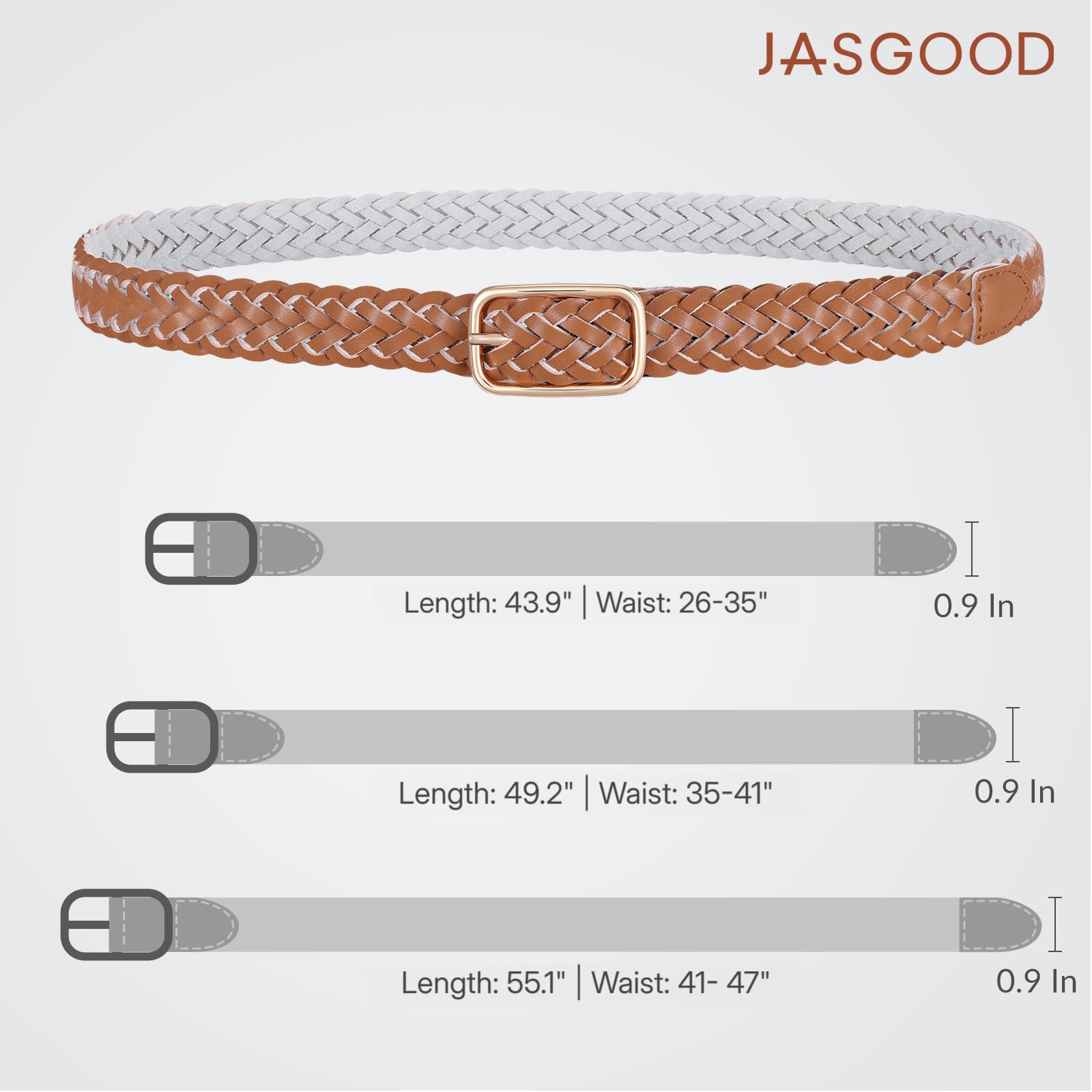No-Hole Braided Leather Belts Plus Size