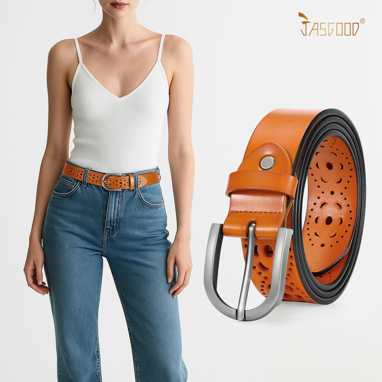 Hollow Genuine Leather Belt for Women 103 - JASGOOD OFFICIAL