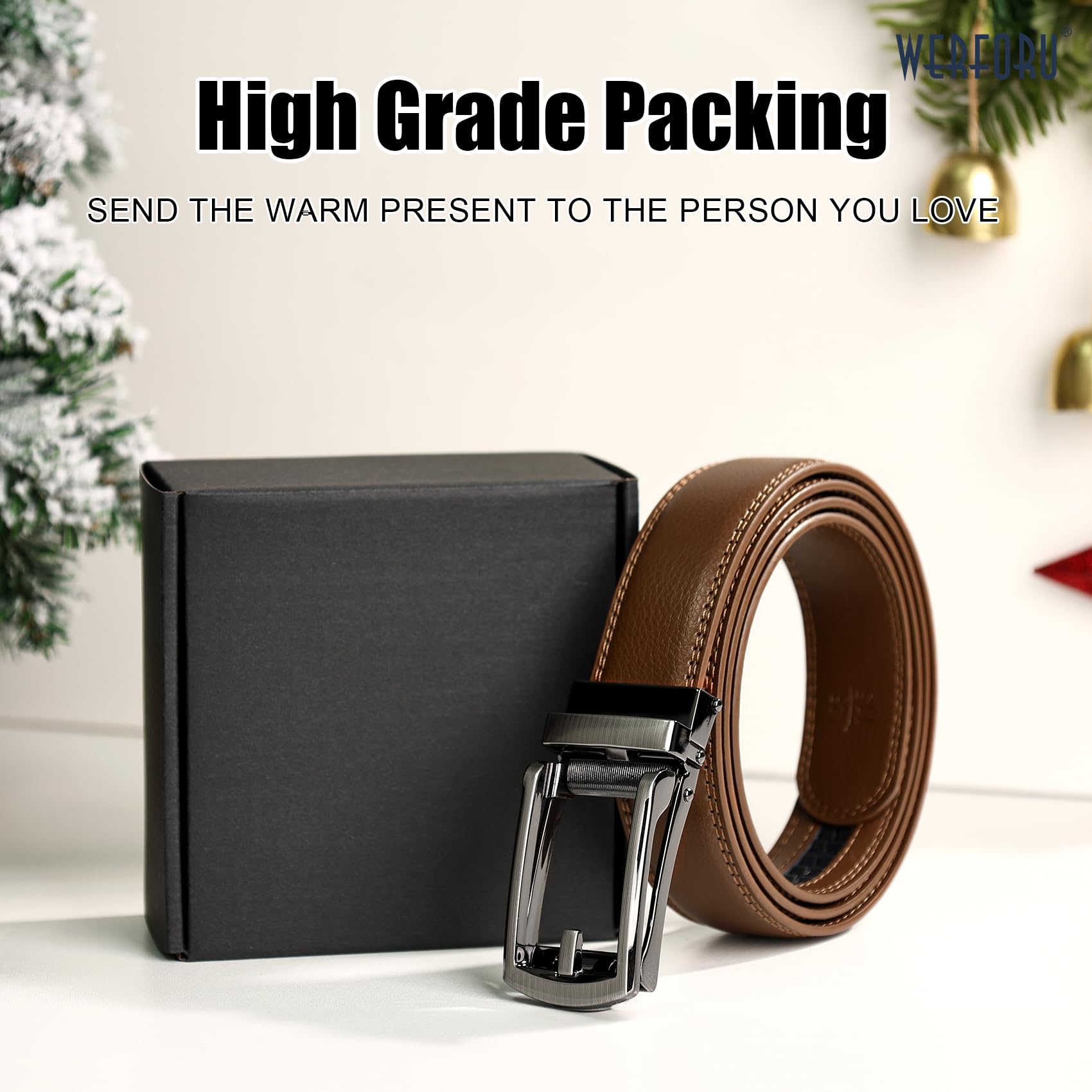 Ratchet Belt With Automatic Buckle Fits Waist Up to 52"