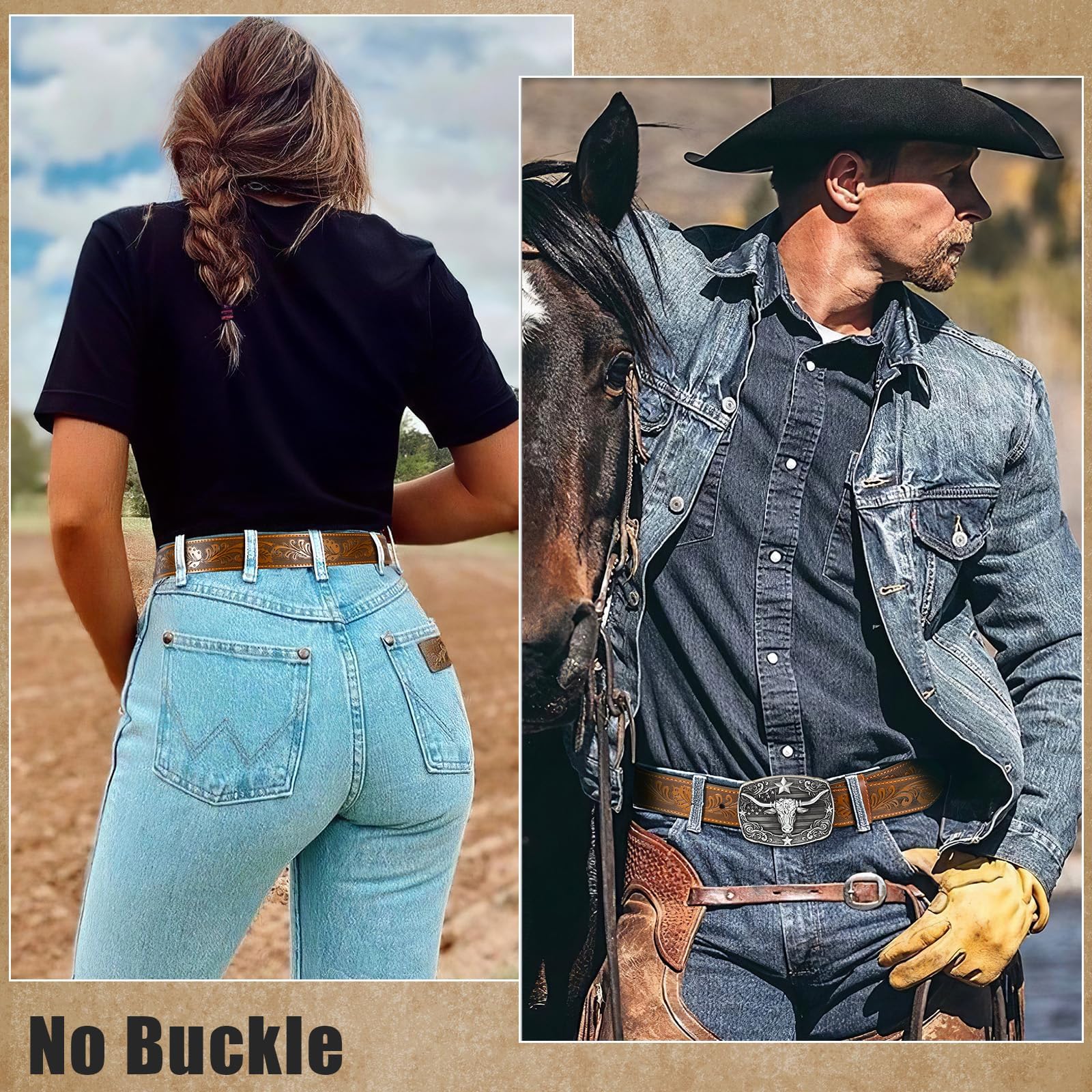Western Belt Strap Without Buckle - JASGOOD OFFICIAL