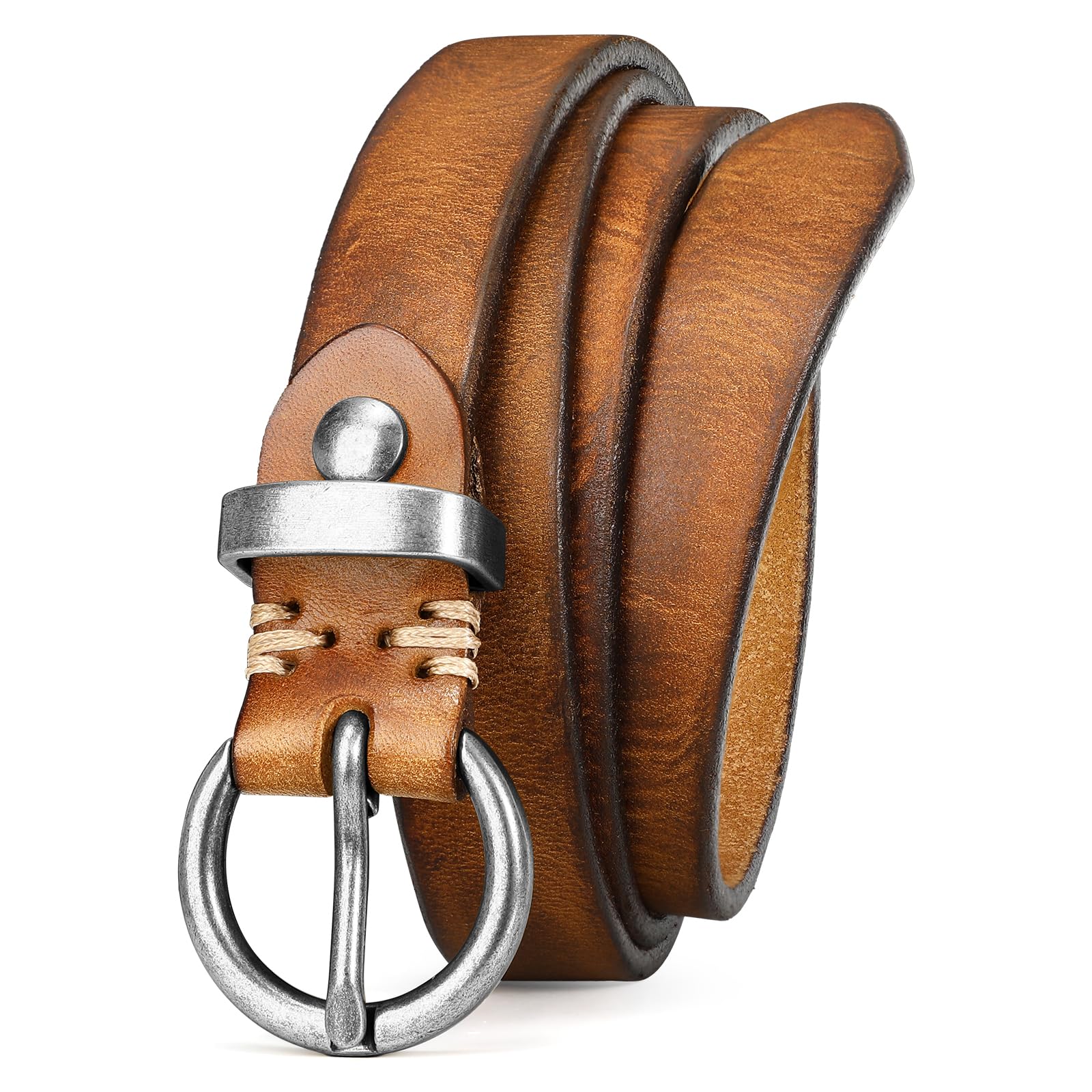 Vintage Cowhide Skinny Leather Belt - JASGOOD OFFICIAL