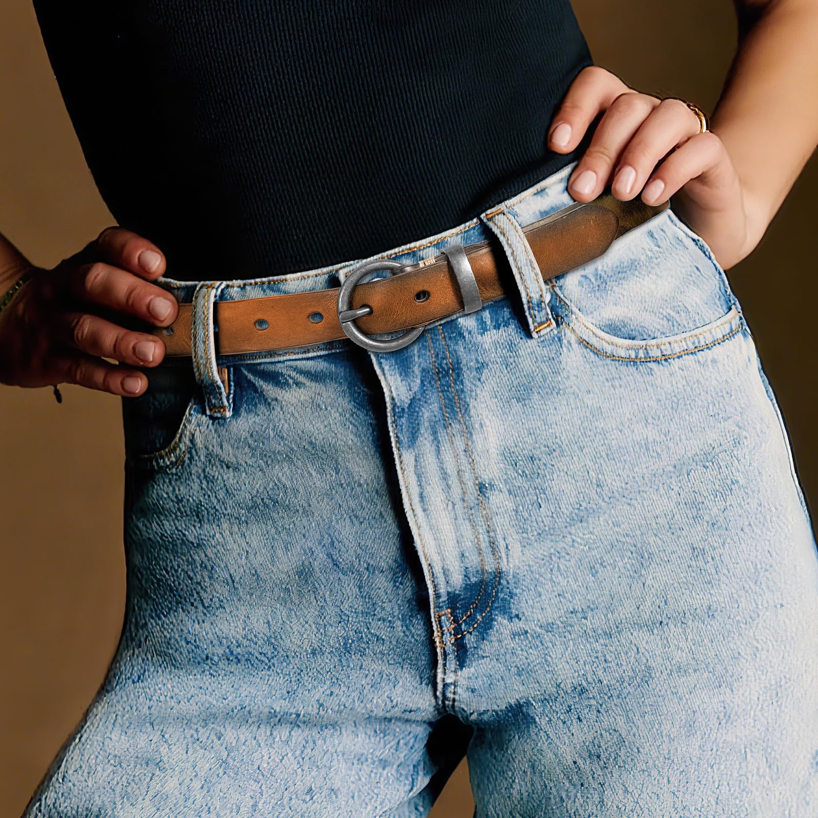 Vintage Cowhide Skinny Leather Belt - JASGOOD OFFICIAL