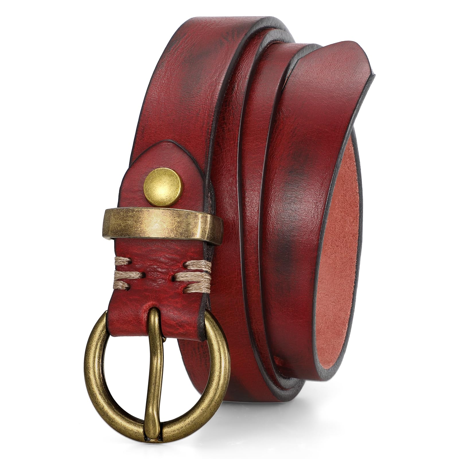 Vintage Cowhide Skinny Leather Belt - JASGOOD OFFICIAL