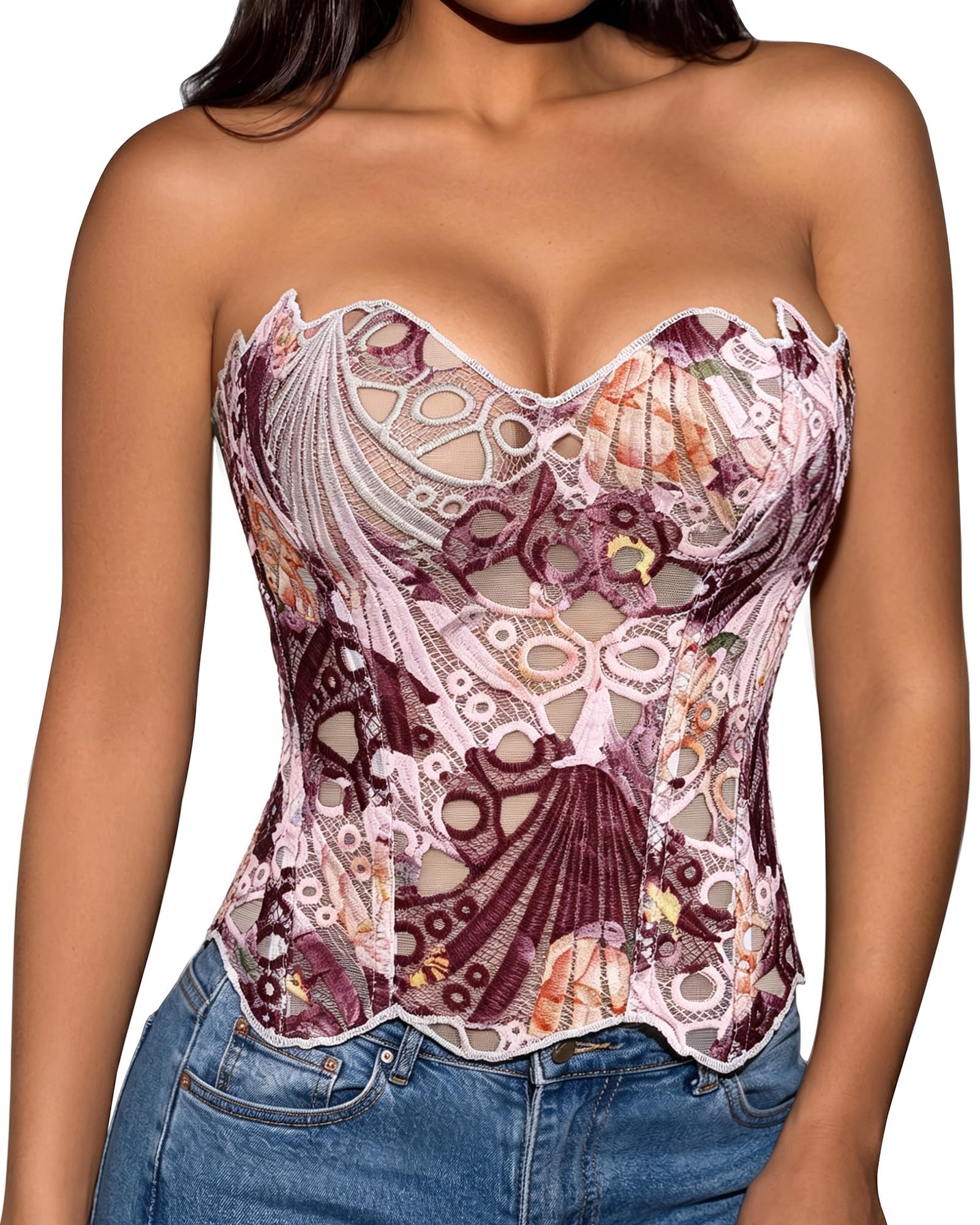 Lace Up Corset Bustier Top