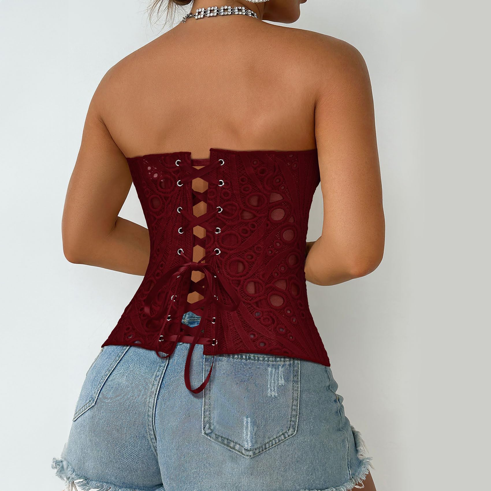 Lace Up Corset Bustier Top