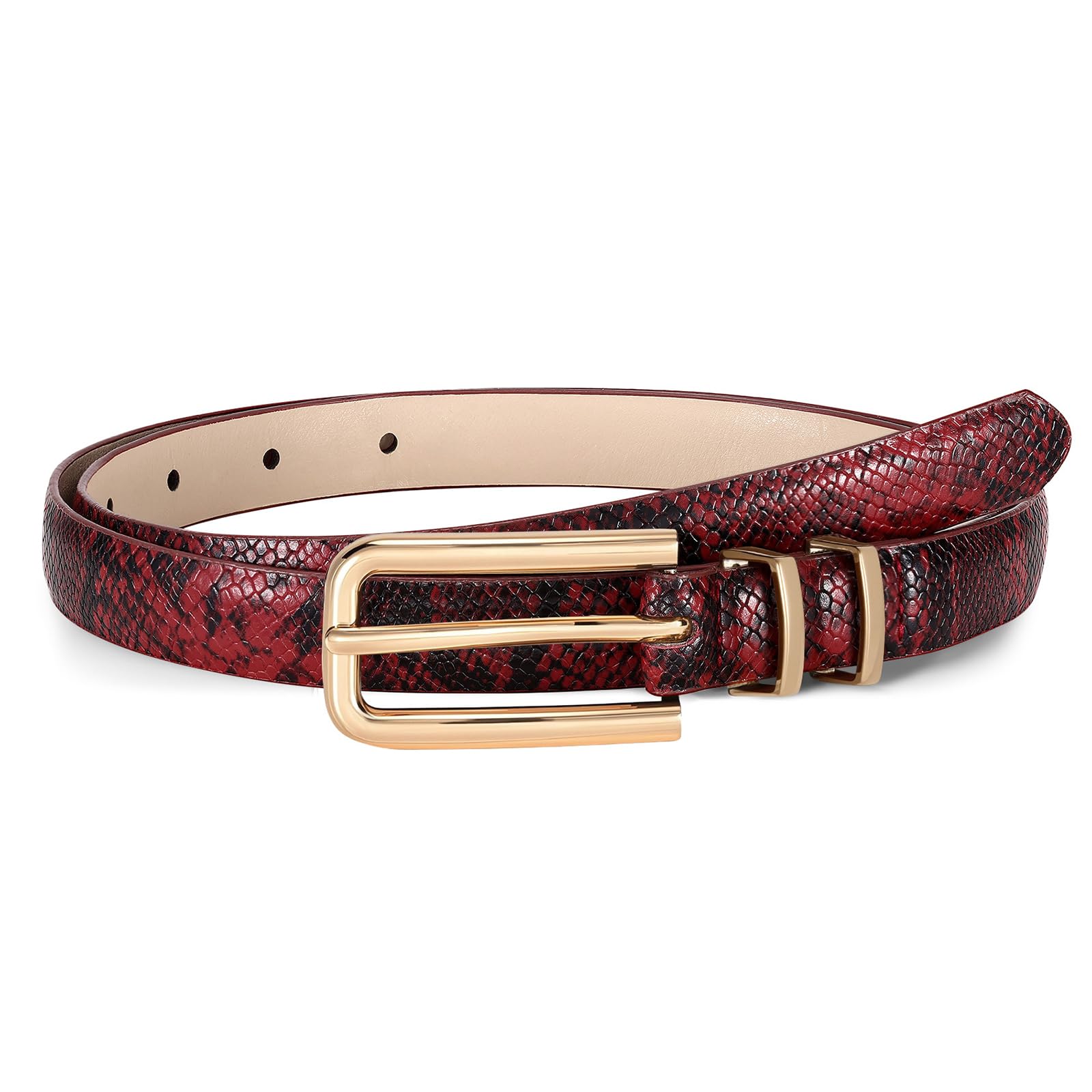 Thin Waist Belt with Square Gold Buckle