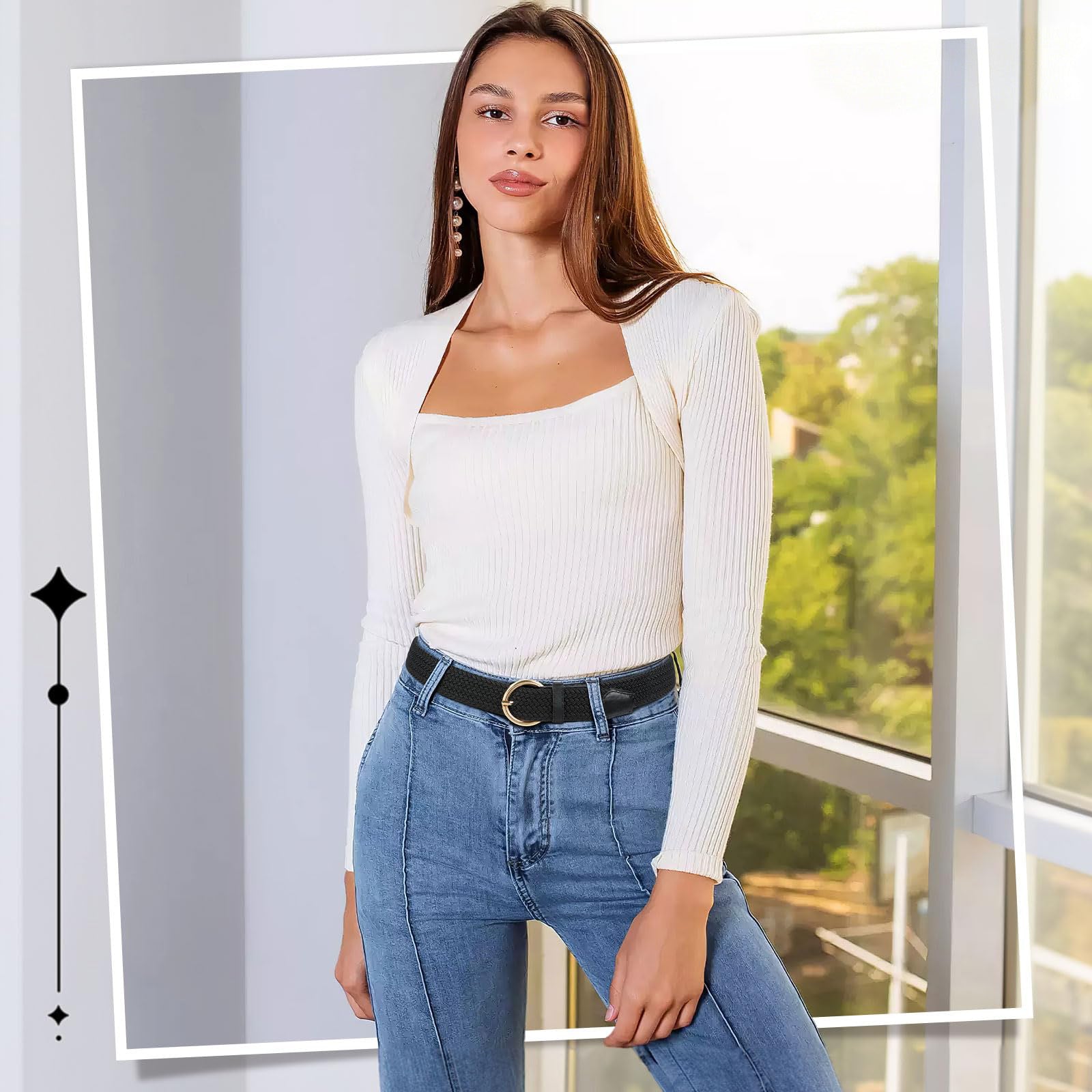 Women Men Woven Elastic Stretch Braided Waist Belt