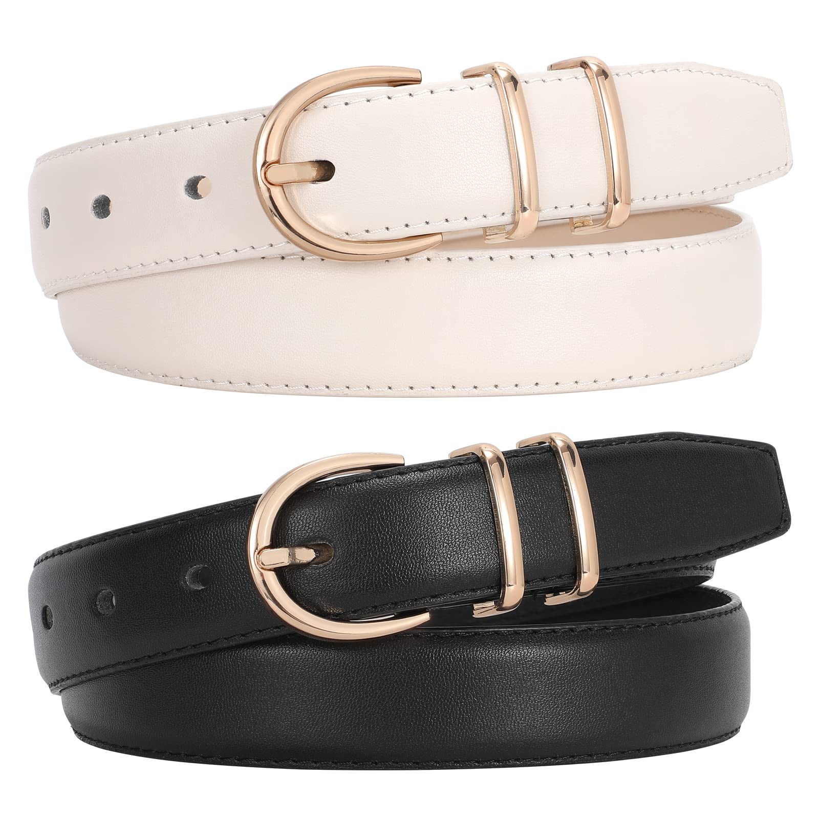 2-Pack Plus Size Jeans Leather Skinny Waist Belt