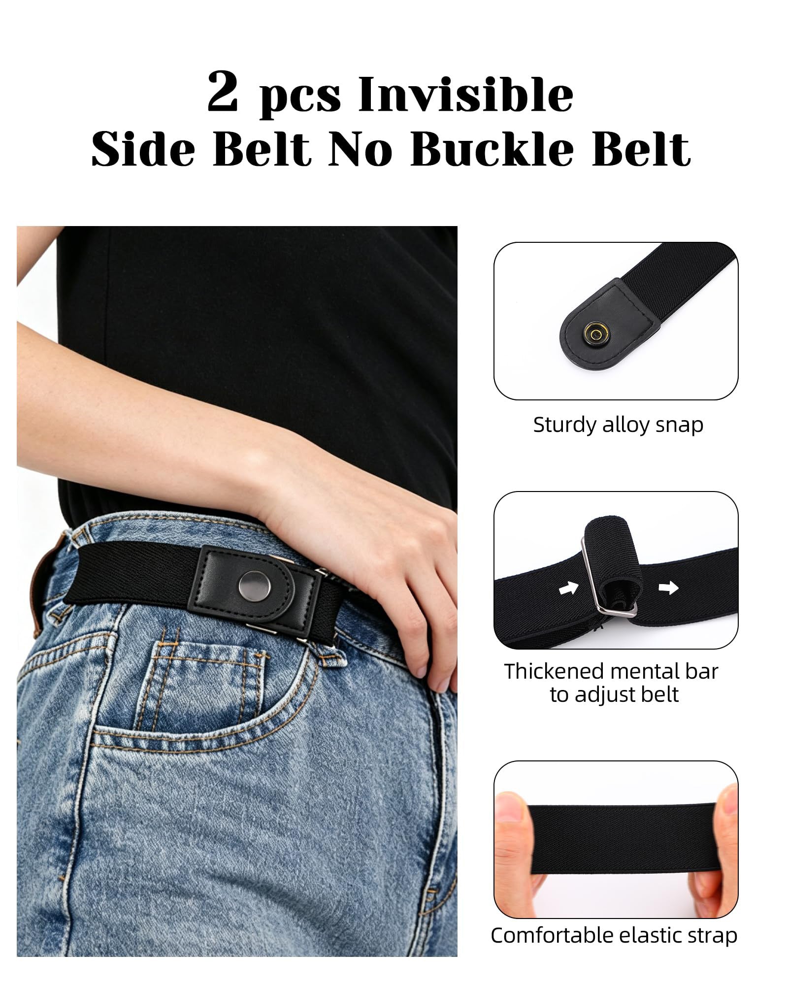 Half Side-Loop Elastic Waist Belt for Women Men