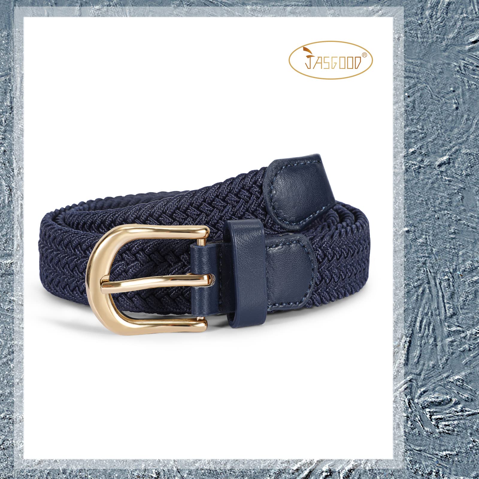 2-Pack Elastic Woven Stretch Fabric Braided Belts for Women