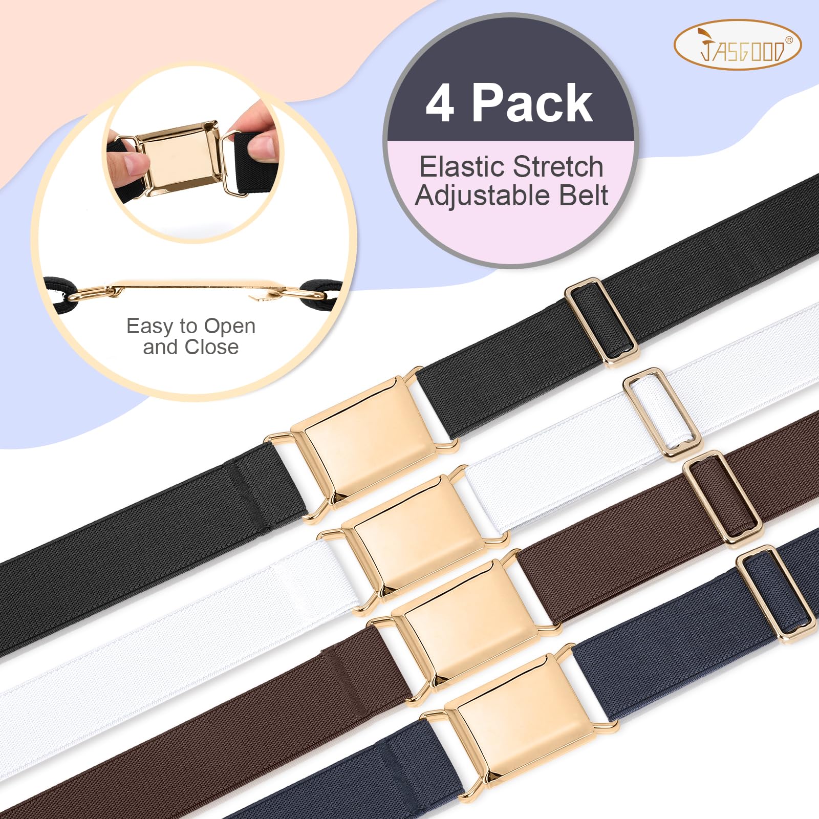 4-Pack Women Stretch Invisible Webbing Belt