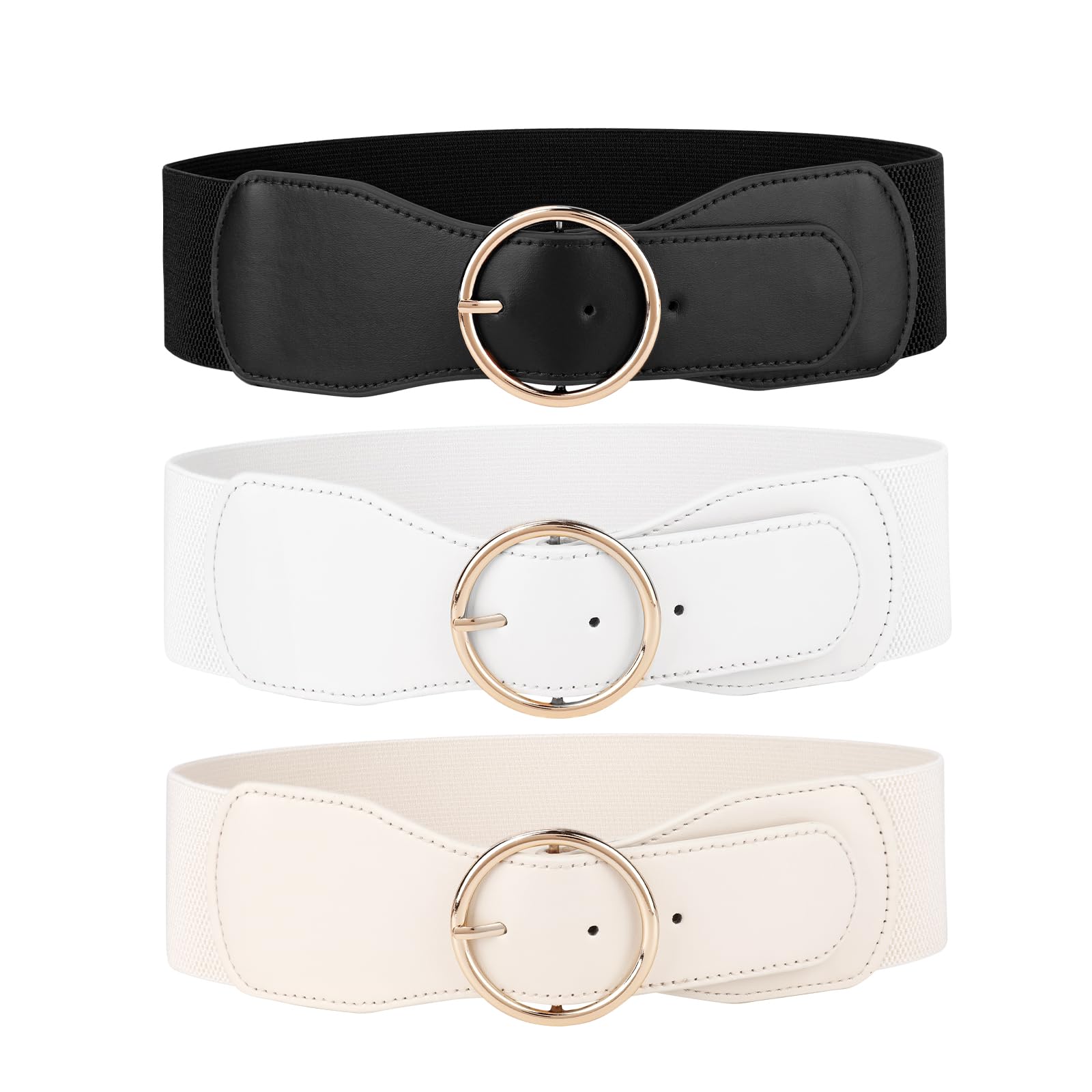 3-Pack Women Wide Elastic Waist Belt