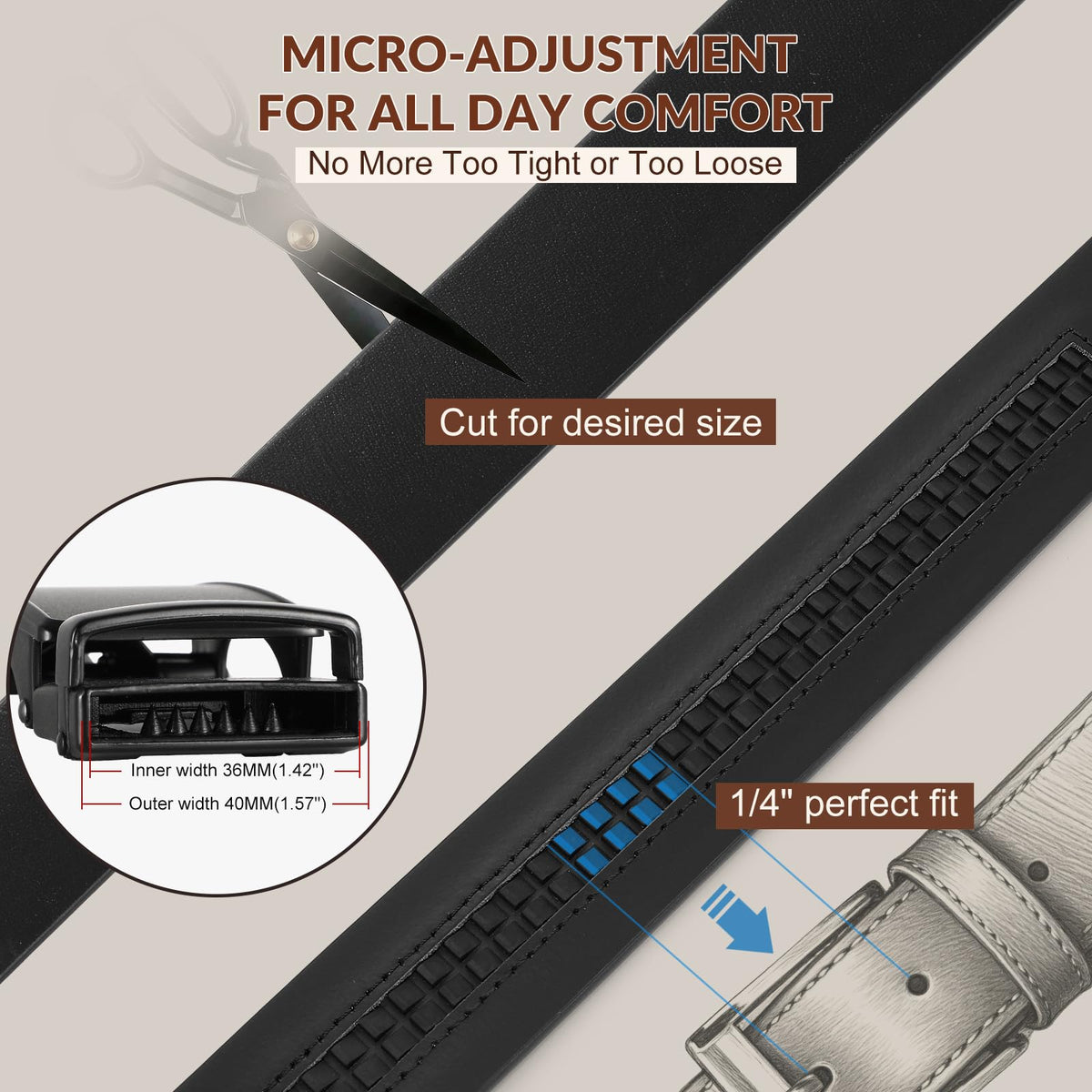 1.38" Genuine Leather Ratchet Belt Strap | NO BUCKLE - JASGOOD OFFICIAL