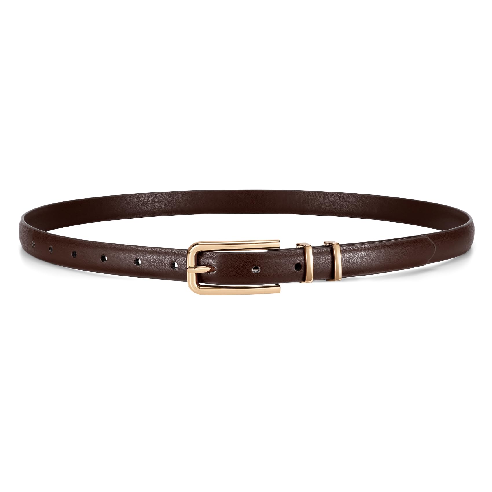 Thin Waist Belt with Square Gold Buckle