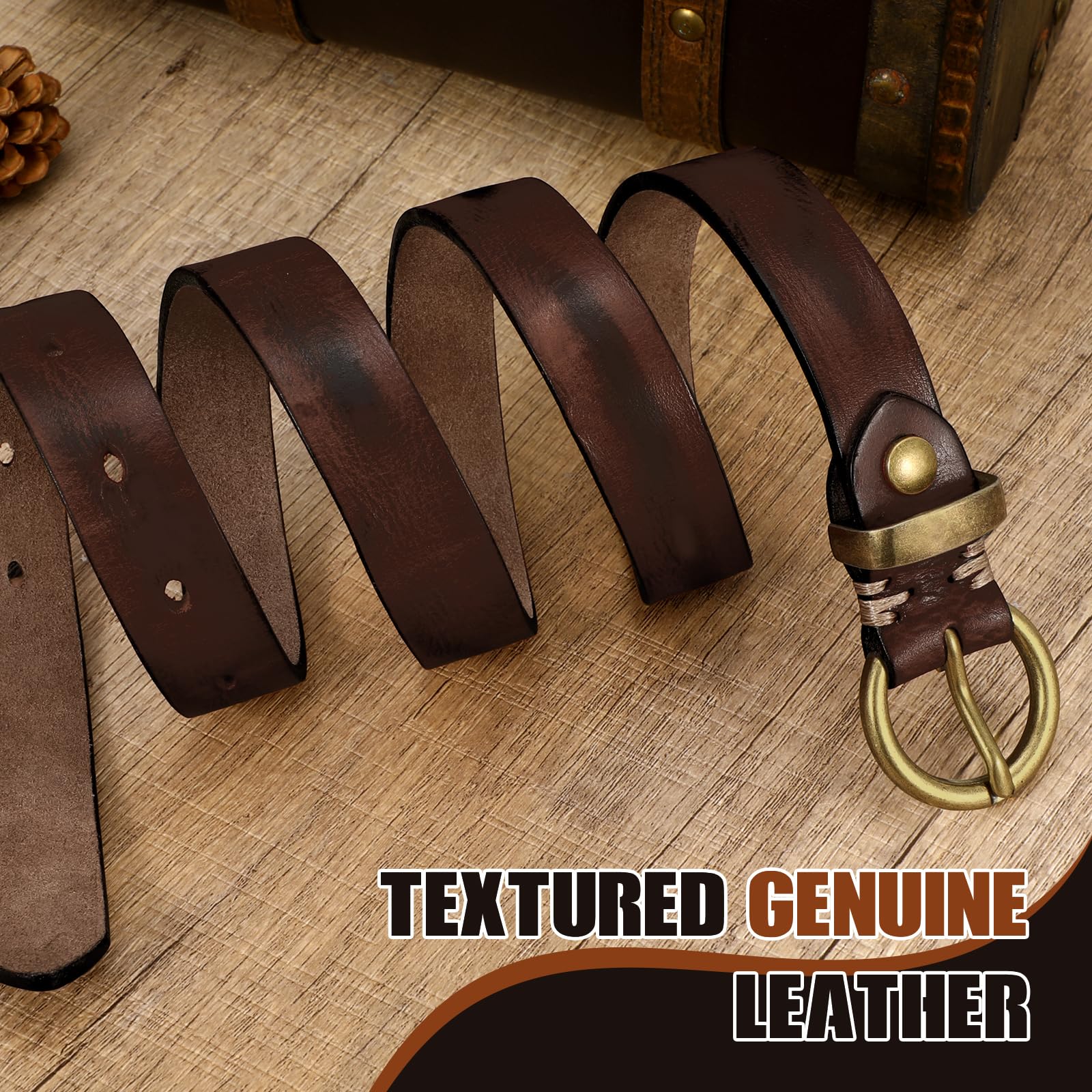 Vintage Cowhide Skinny Leather Belt - JASGOOD OFFICIAL