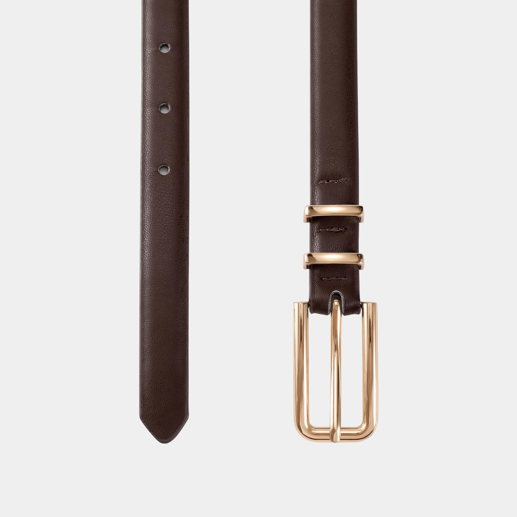 Thin Waist Belt with Square Gold Buckle