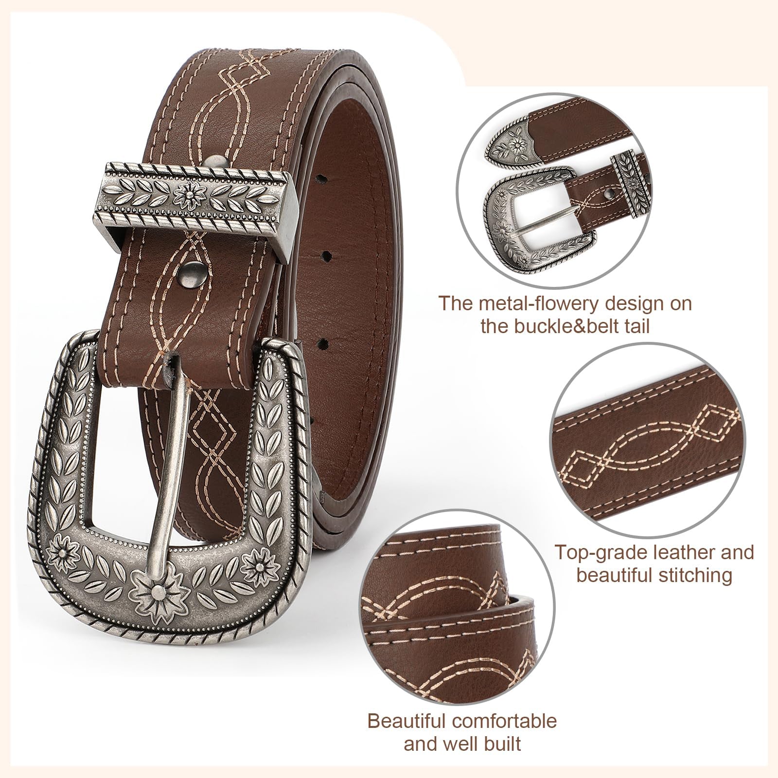 Vintage Flower Cowgirl Leather Belts - JASGOOD OFFICIAL