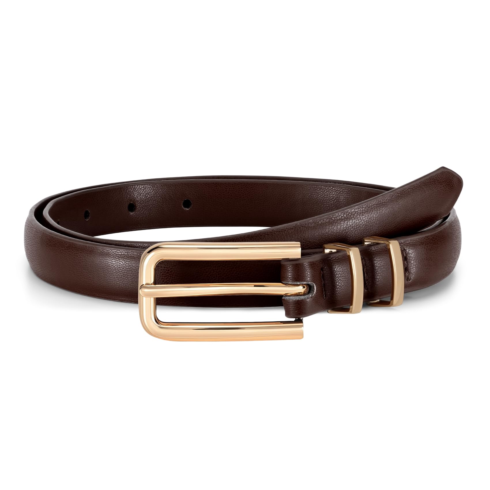 Thin Waist Belt with Square Gold Buckle