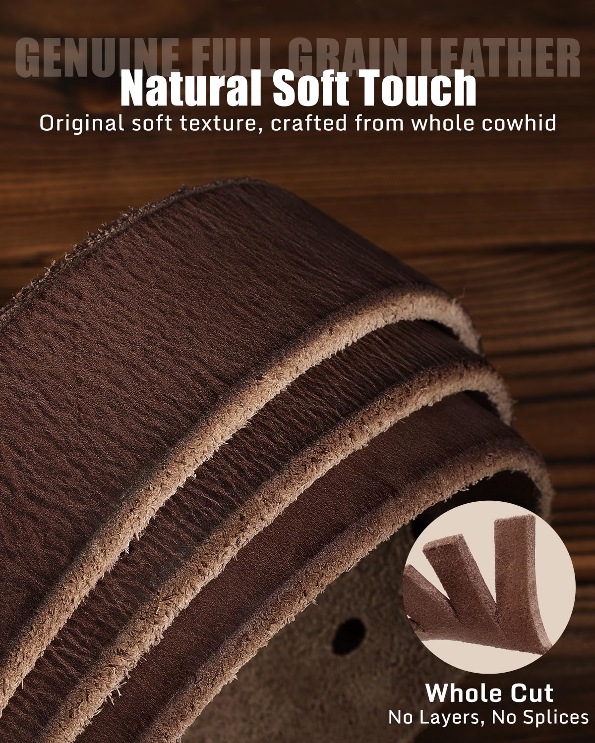 100% Full Grain Leather Belt for Men | 1.5"