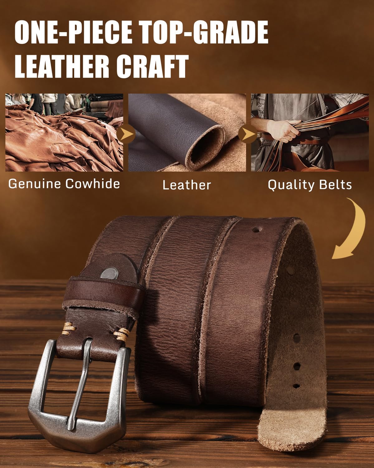 100% Full Grain Leather Belt for Men | 1.5"
