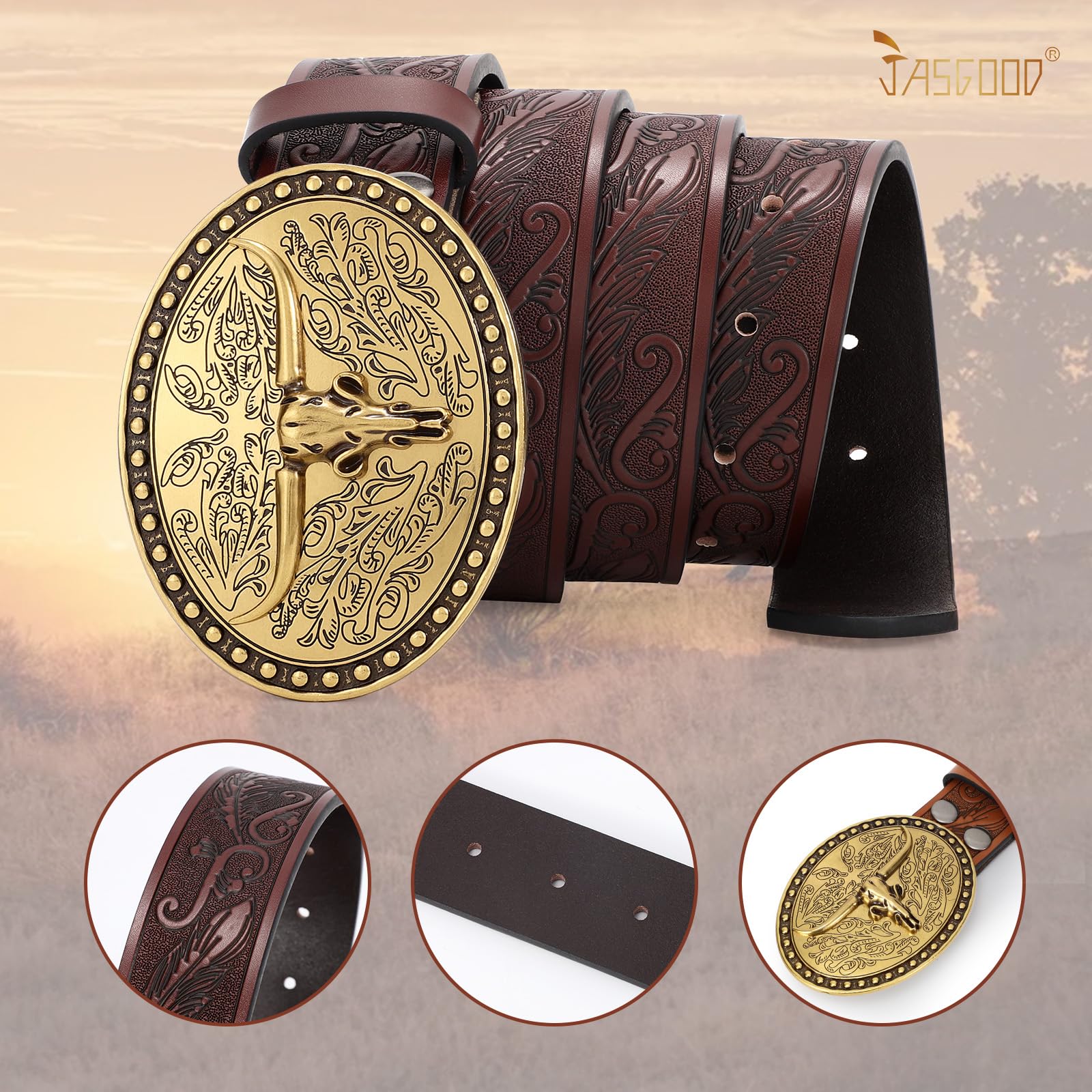 Cowgirl Cowboy Genuine Leather Belt 1.5" - JASGOOD OFFICIAL