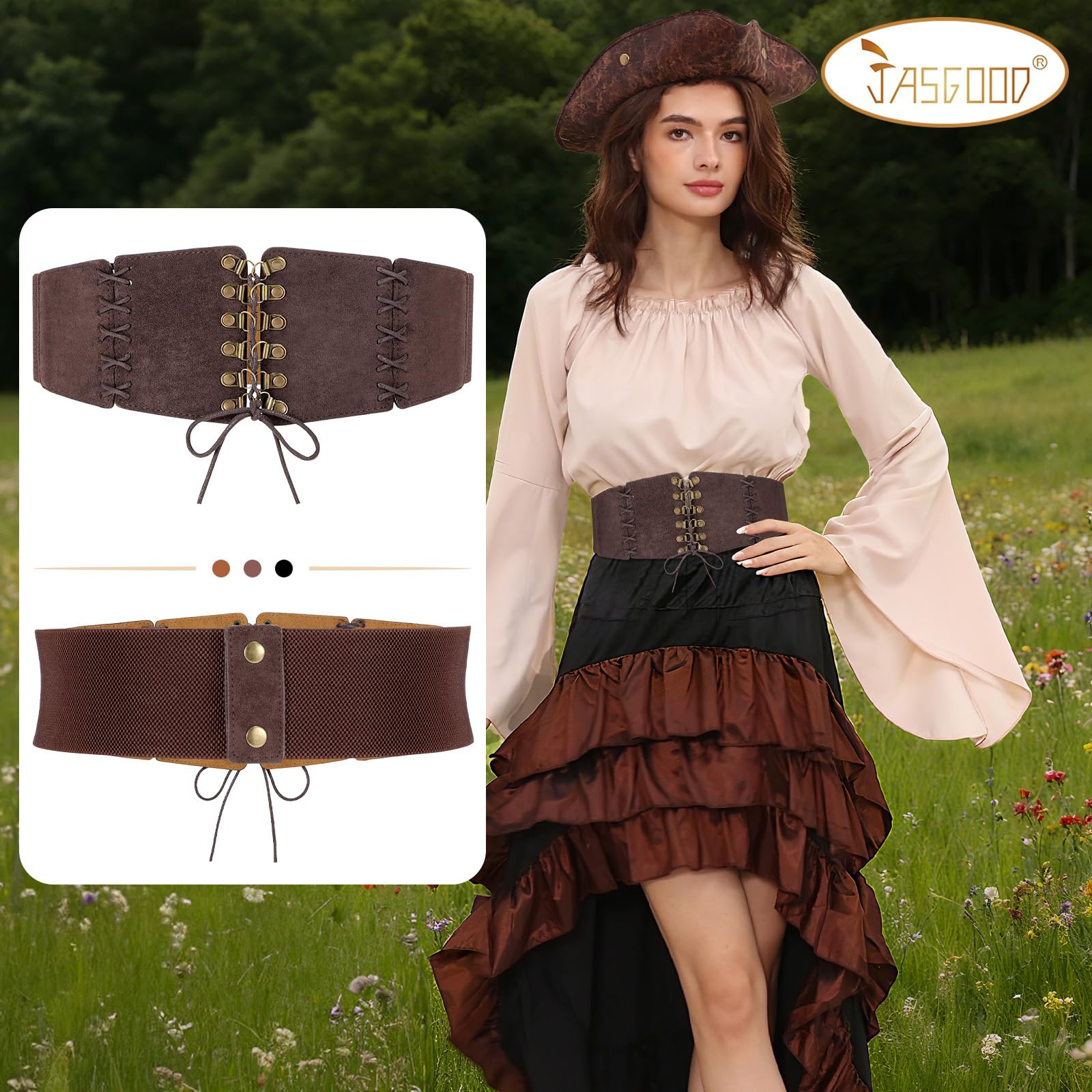 Elastic Lace-up Waspie Corset for Halloween Costume