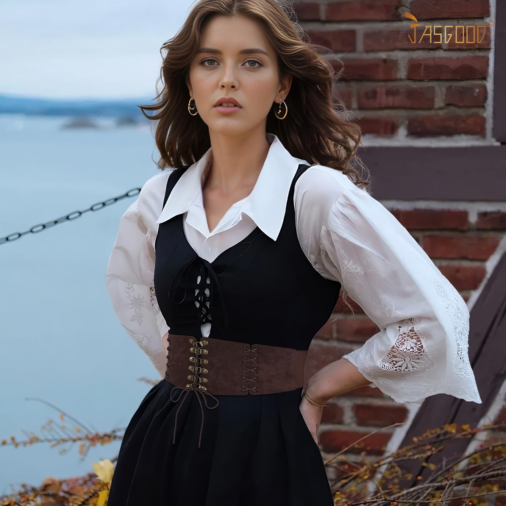 Elastic Lace-up Waspie Corset for Halloween Costume