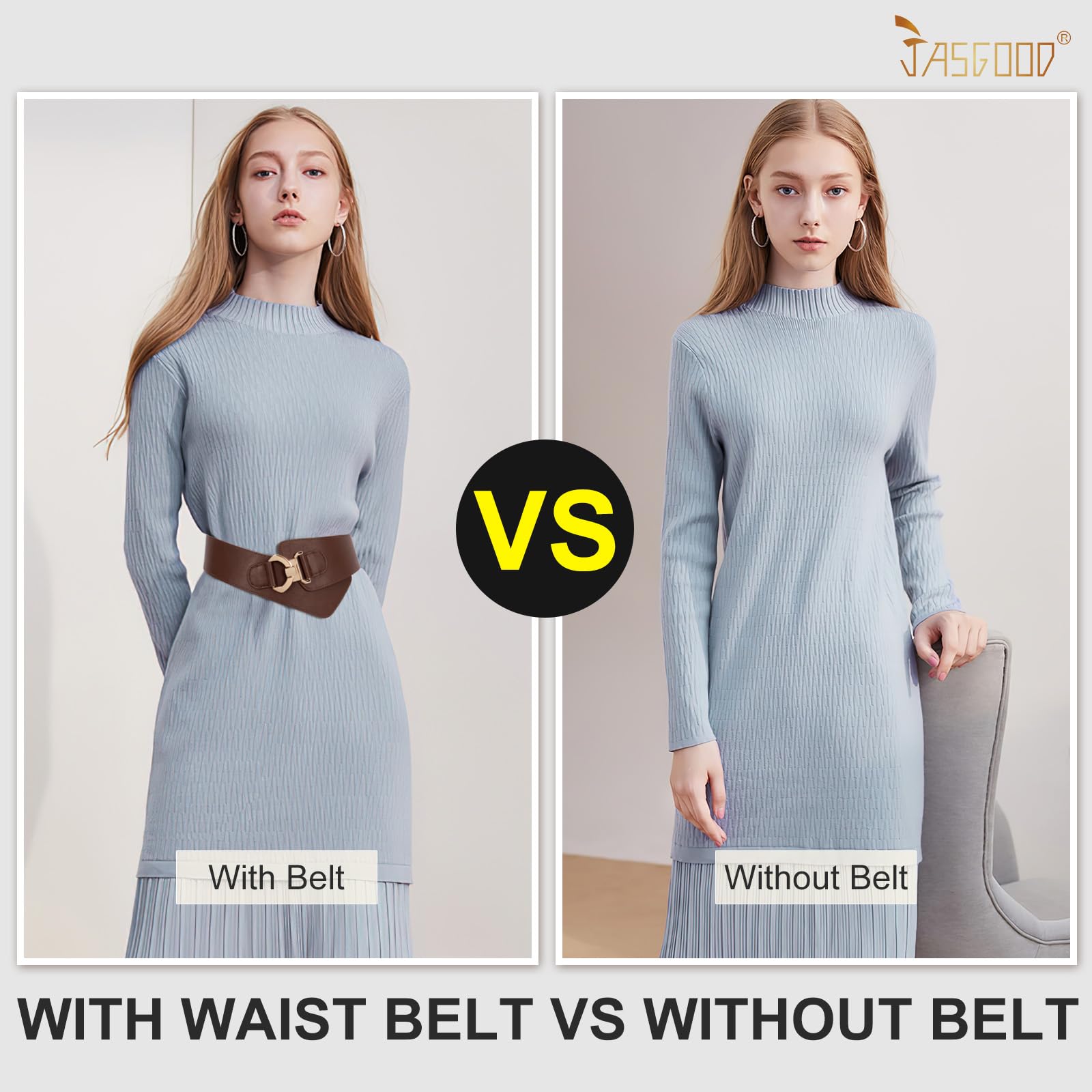 Gold Interlock Buckle Elastic Wide Belt
