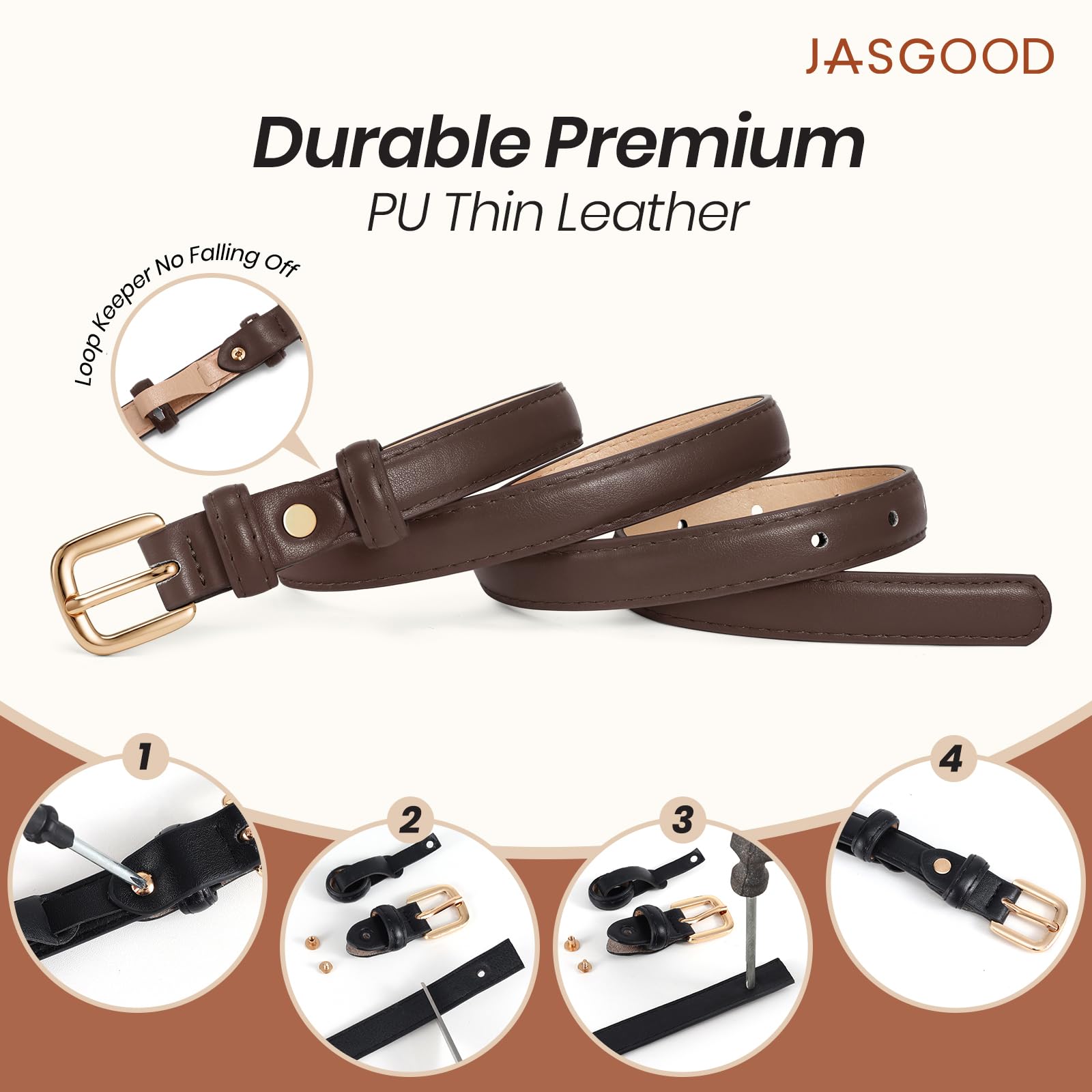 21 Colors Ladies Belt with Gold Buckle