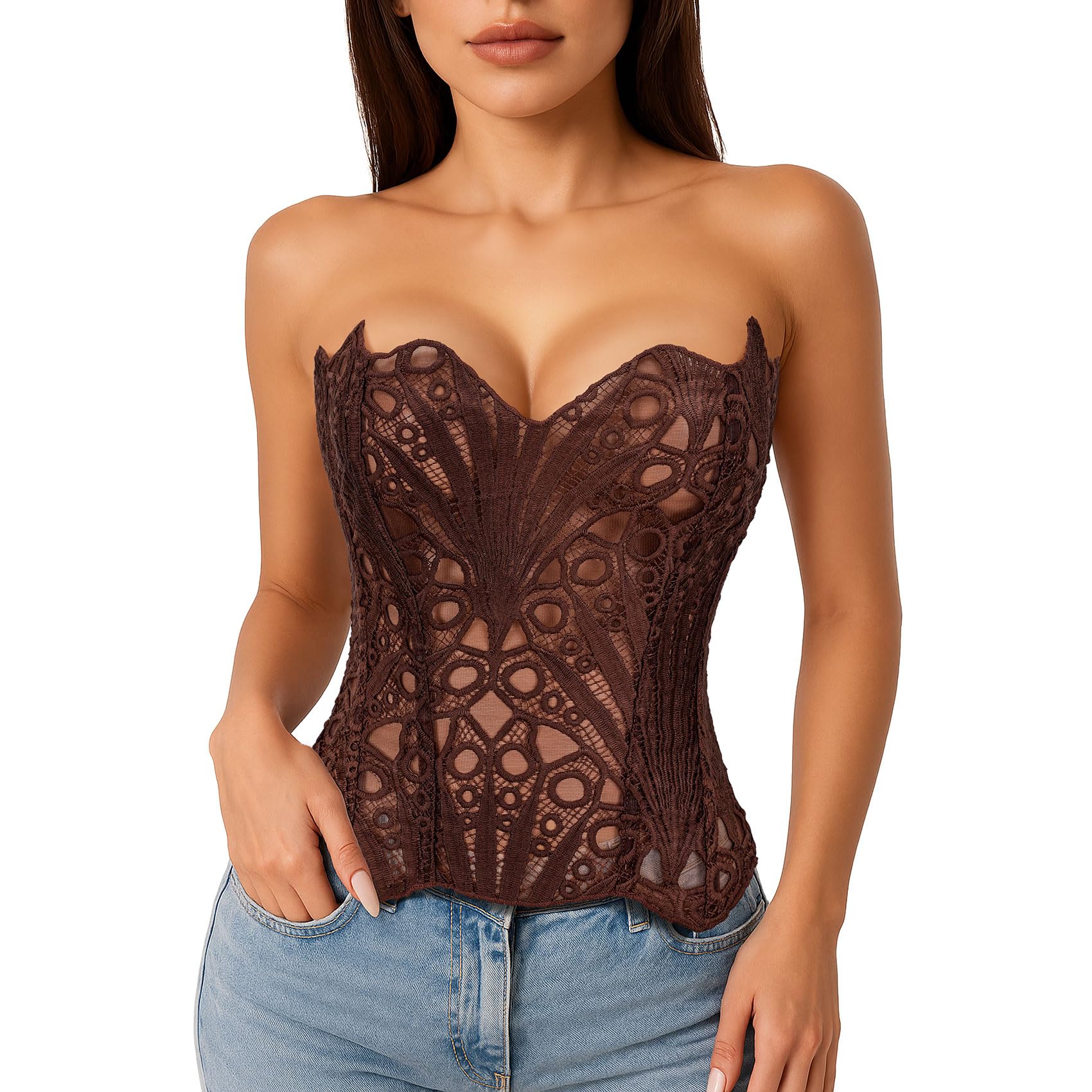 Lace Up Corset Bustier Top