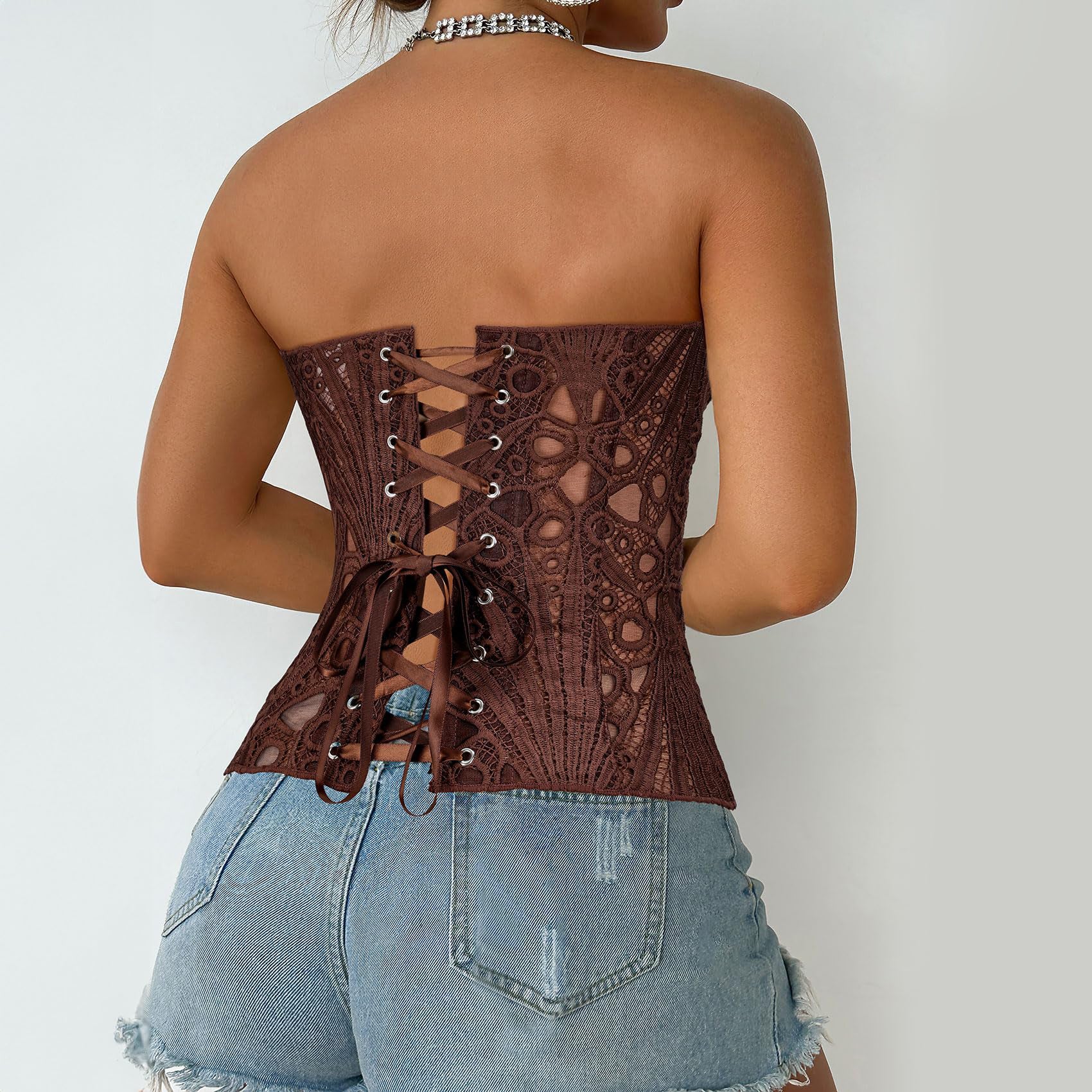 Lace Up Corset Bustier Top