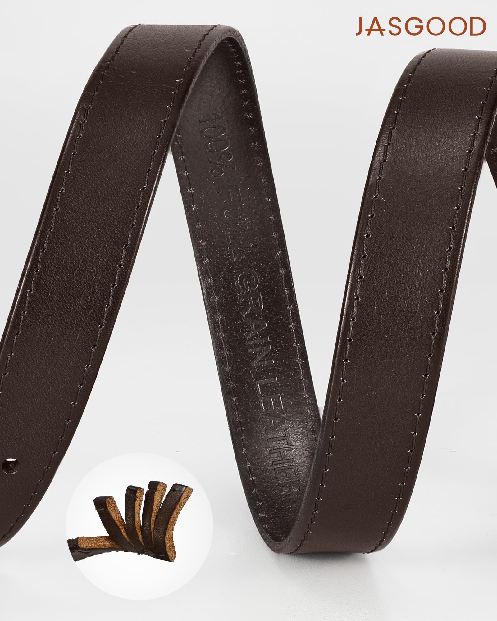 Vintage Full Grain Thin Leather Belt For Women