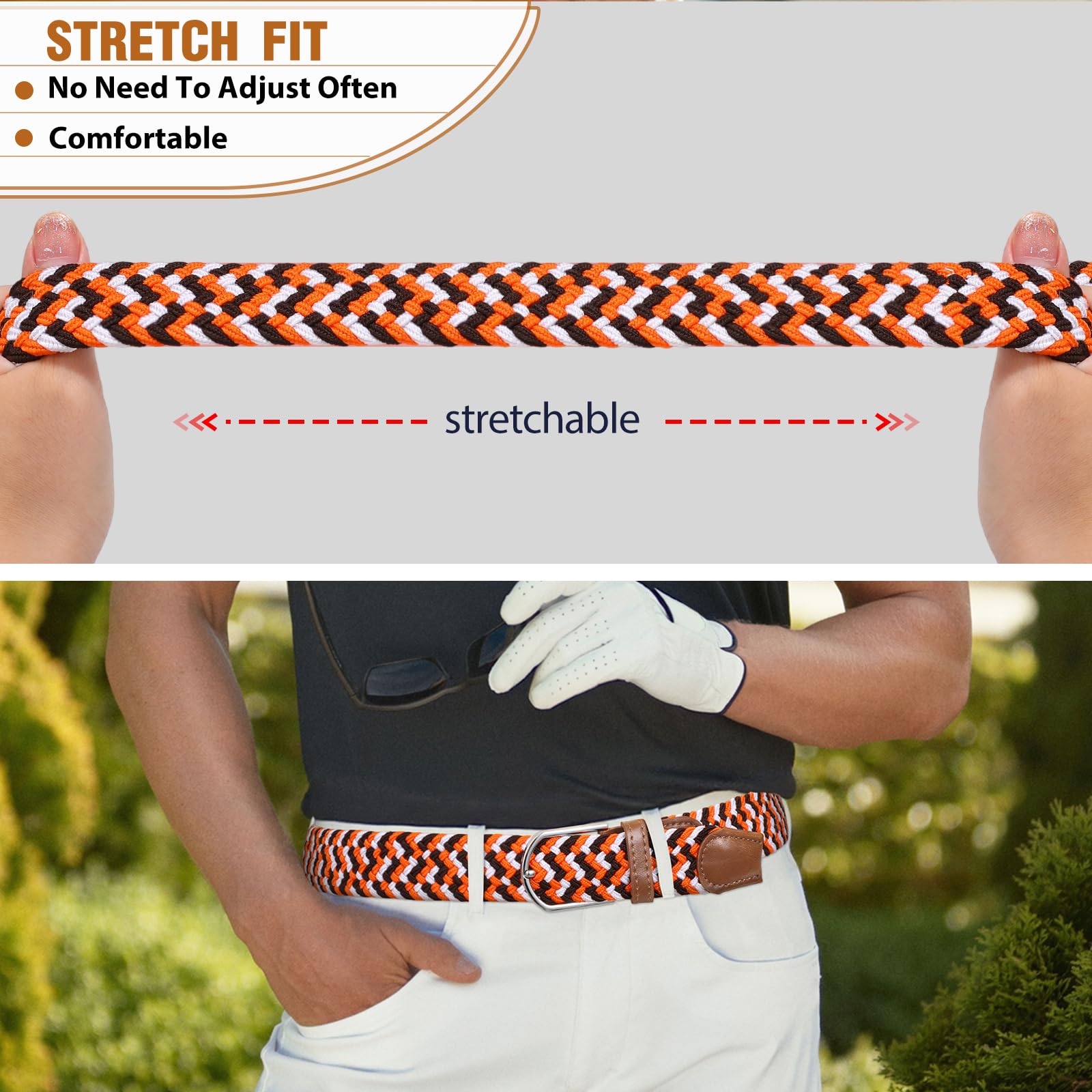 Braided Stretch Belt for Men Women