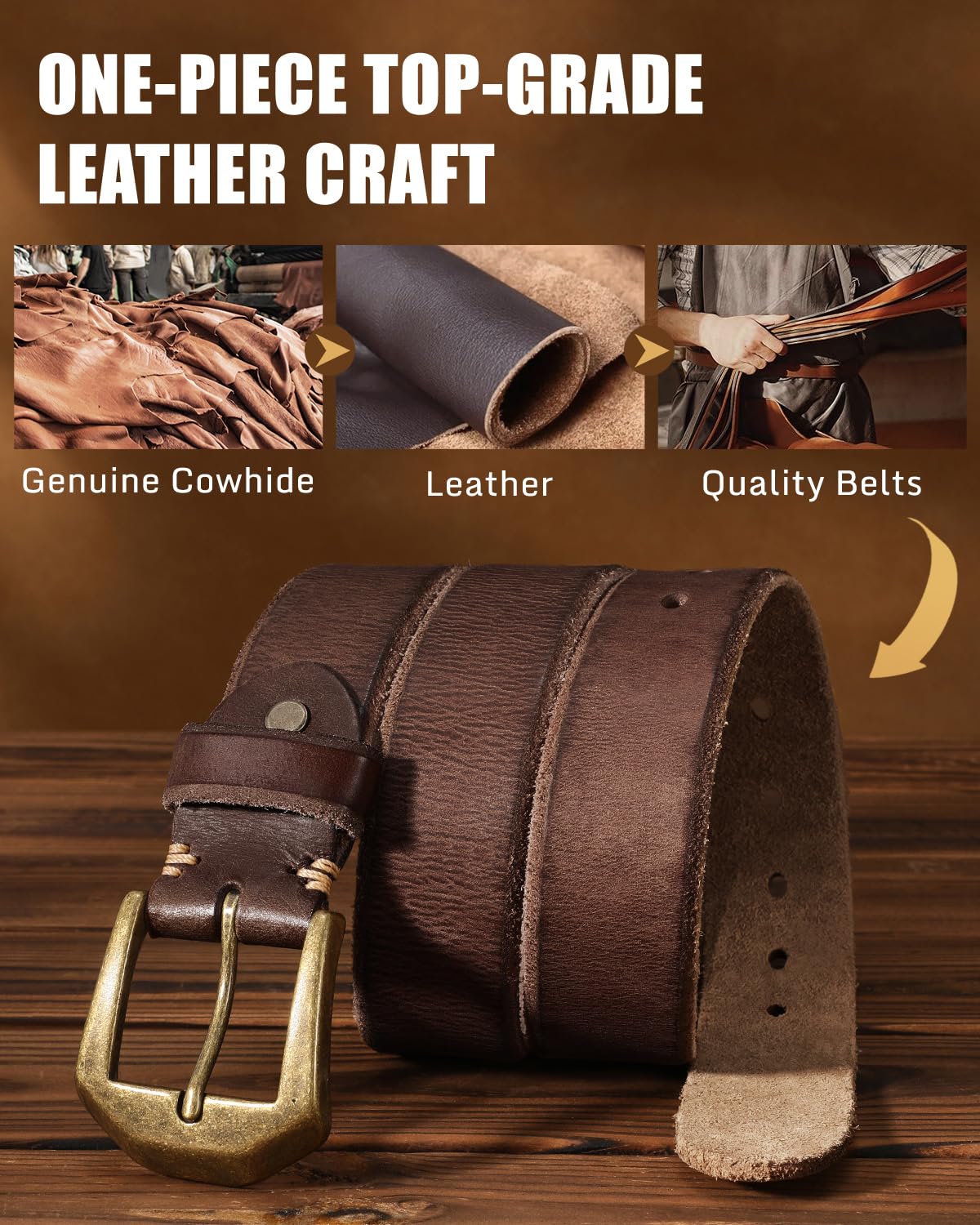 100% Full Grain Leather Belt for Men | 1.5"