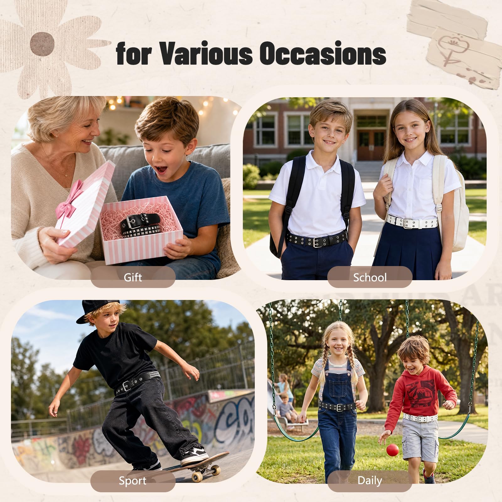 Boys Girls Fashion Leather Waist Belt