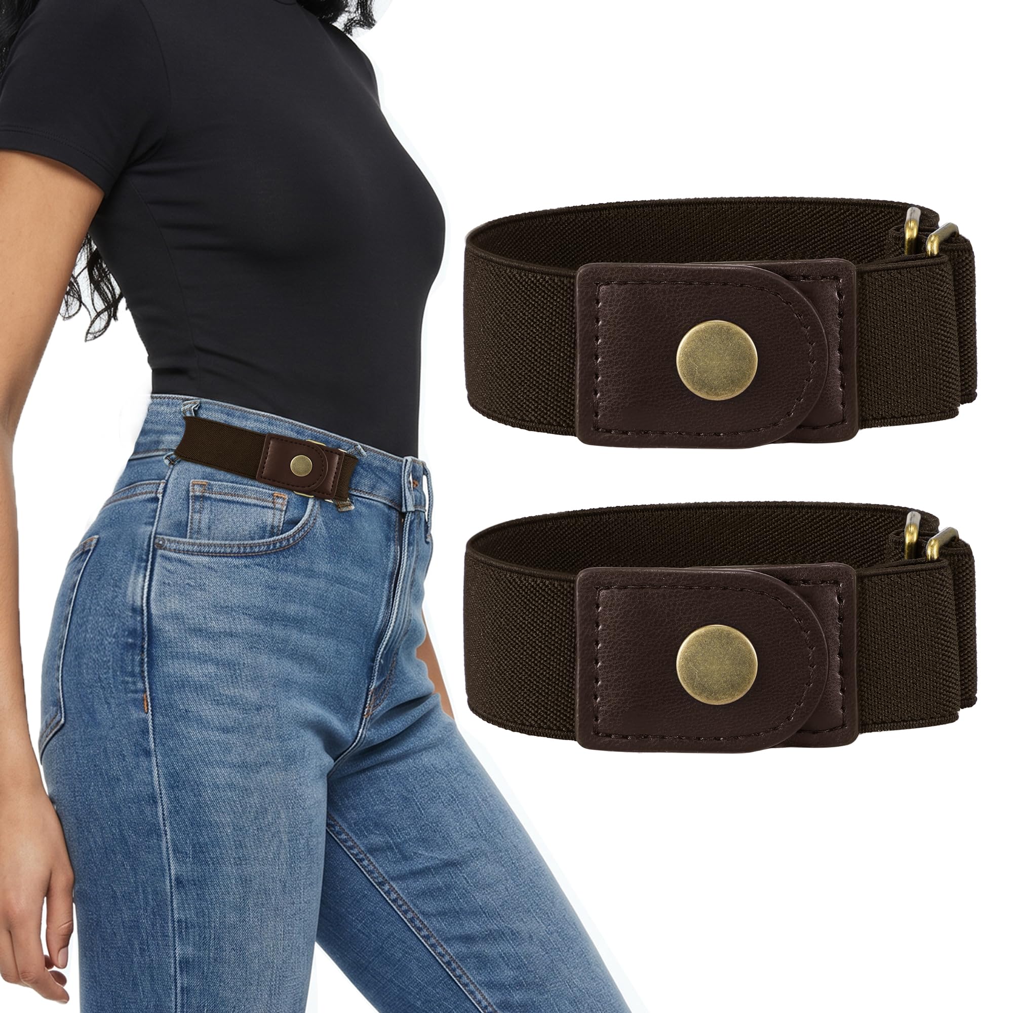 Half Side-Loop Elastic Waist Belt for Women Men