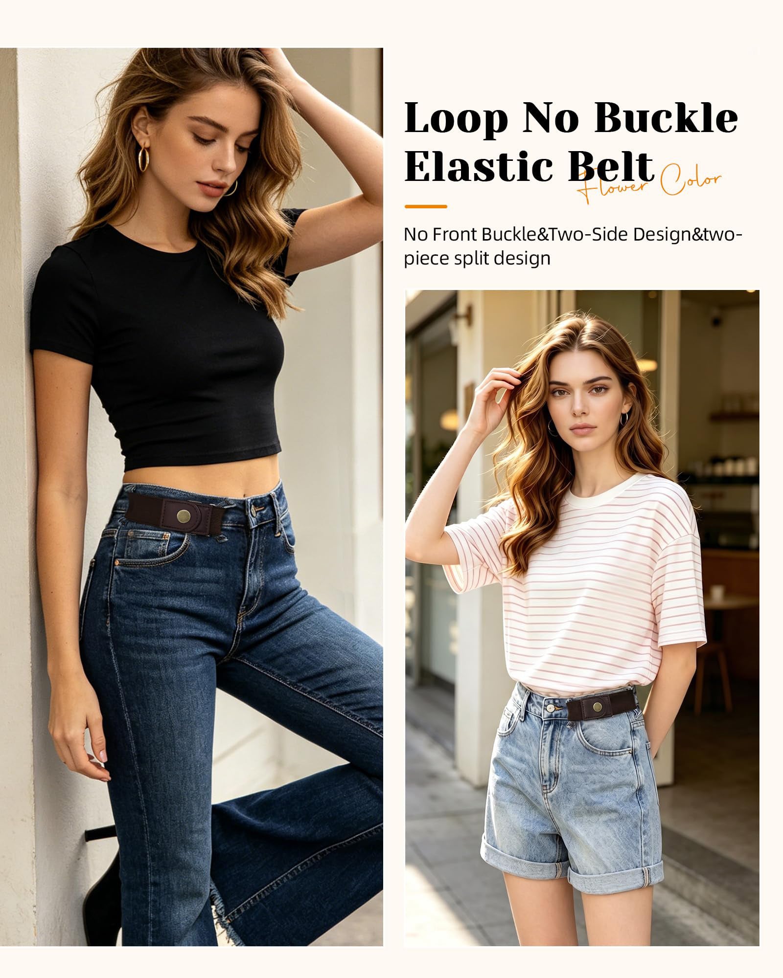 Half Side-Loop Elastic Waist Belt for Women Men