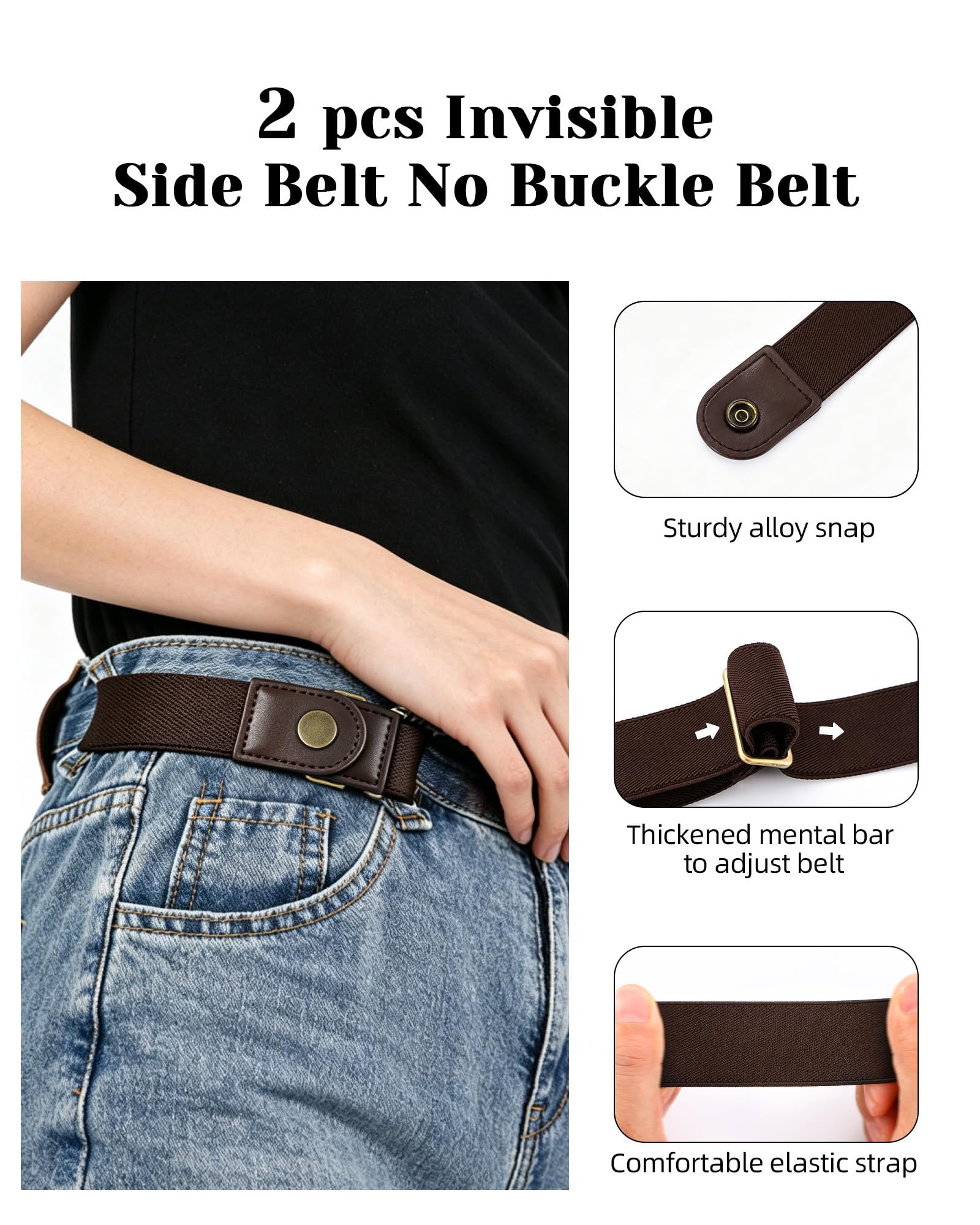 Half Side-Loop Elastic Waist Belt for Women Men