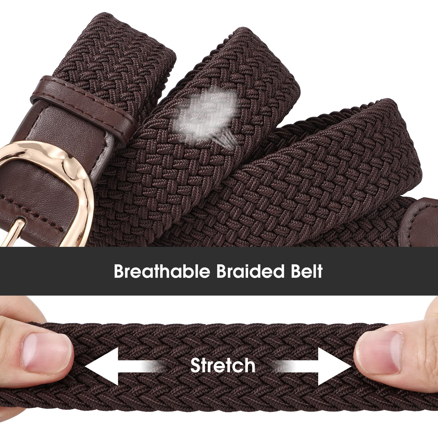 Women Braided Elastic Belt For Golf