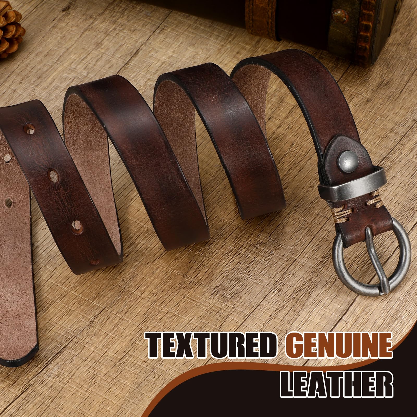 Vintage Cowhide Skinny Leather Belt - JASGOOD OFFICIAL