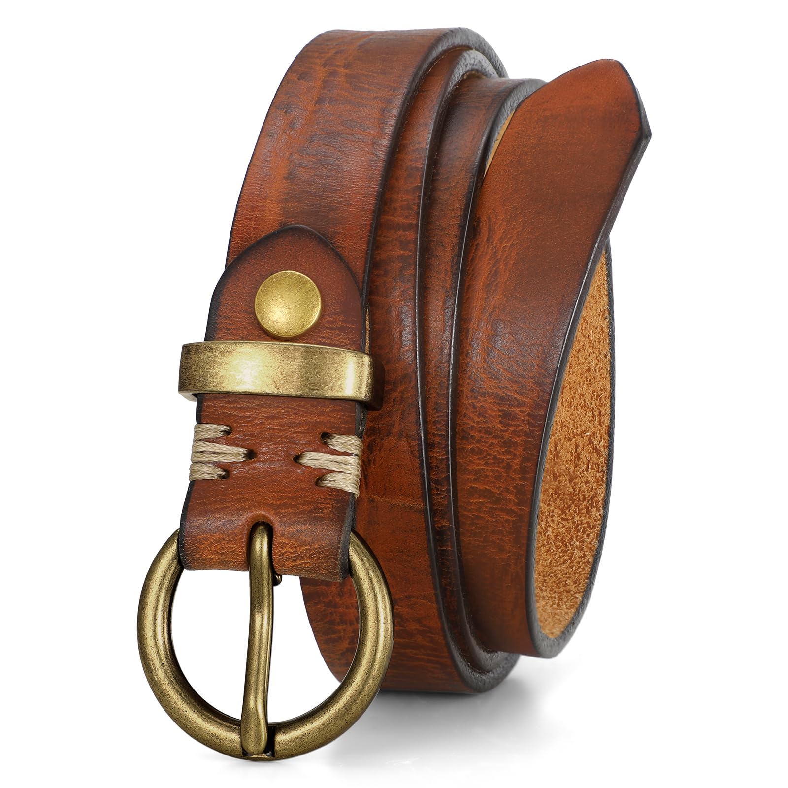 Vintage Cowhide Skinny Leather Belt - JASGOOD OFFICIAL