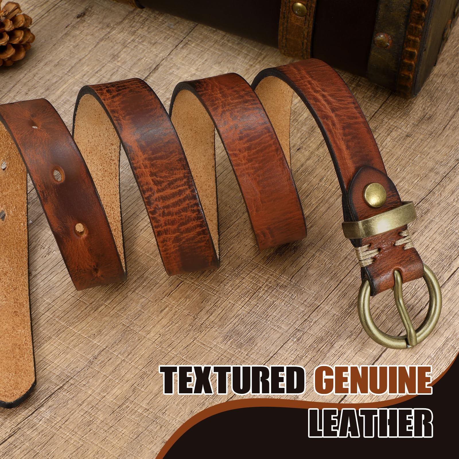 Vintage Cowhide Skinny Leather Belt - JASGOOD OFFICIAL
