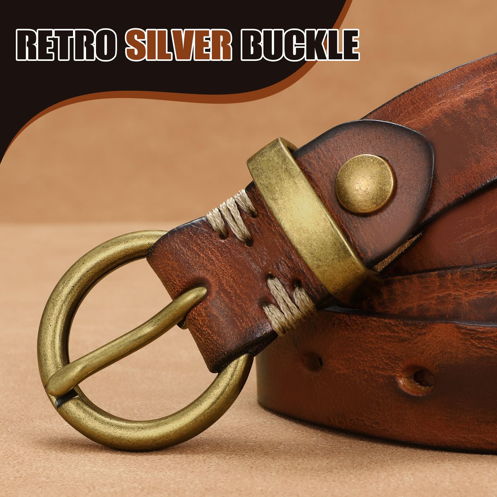 Vintage Cowhide Skinny Leather Belt - JASGOOD OFFICIAL