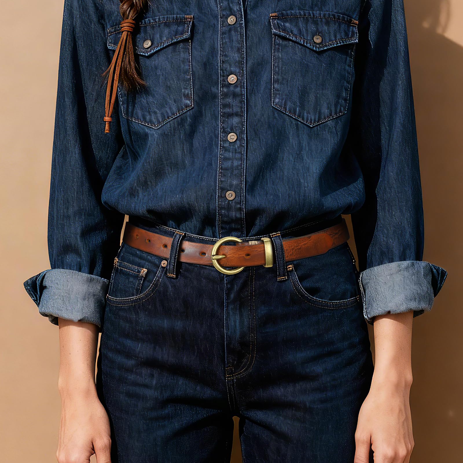 Vintage Cowhide Skinny Leather Belt - JASGOOD OFFICIAL