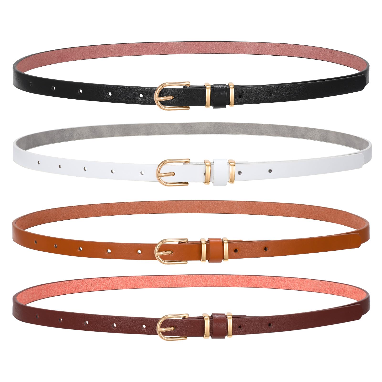 4-Pack Skinny Leather Belt
